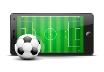 Un telefono cellulare e una piccola palla da calcio