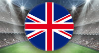 Uno stadio da calcio e la bandiera dell'Inghilterra