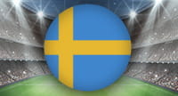 Uno stadio da calcio e la bandiera della Svezia
