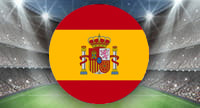 Uno stadio di calcio e la bandiera della Spagna