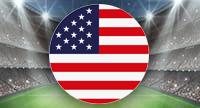Uno stadio di calcio e la bandiera degli USA
