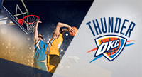 Il logo degli Oklahoma City Thunder con giocatore che schiaccia a canestro