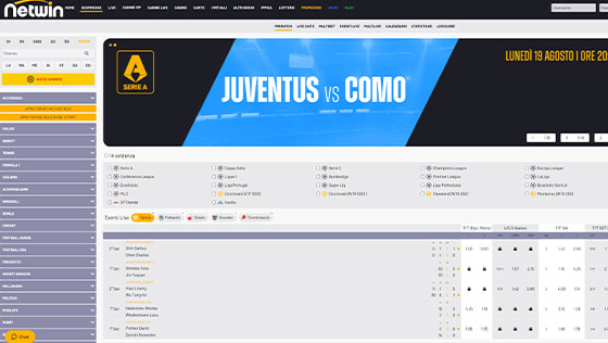 Pagina scommesse sportive di Netwin