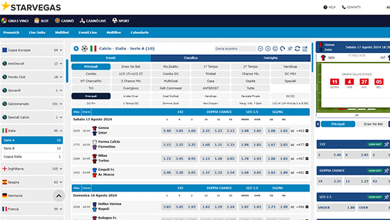 Pagina calcio StarVegas