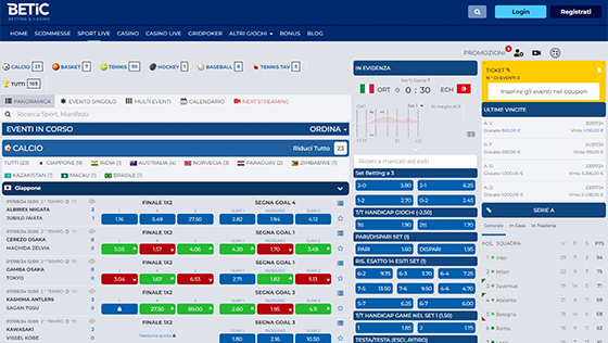 Le scommesse live di Betic