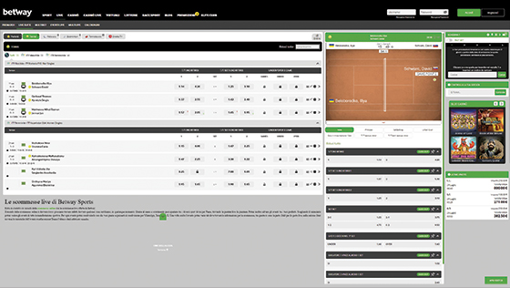 La pagina live di Betway