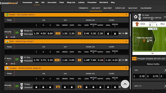 Pagina live CasinoMania
