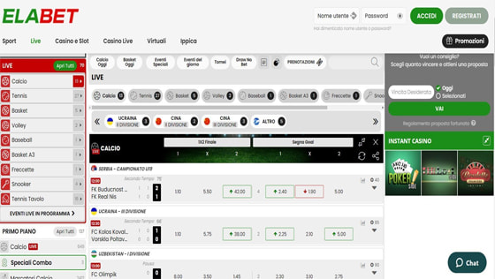 pagina scommesse live Elabet