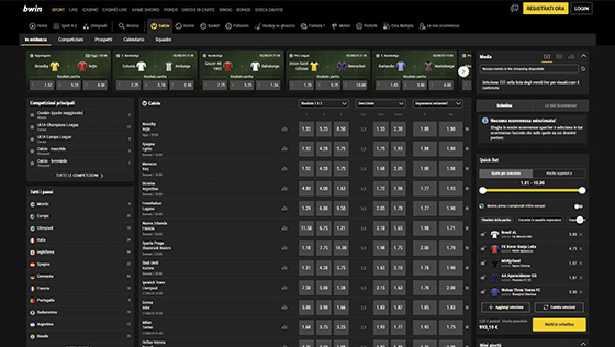 Le scommesse sportive su bwin