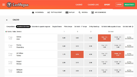 Le scommesse sportive su LeoVegas