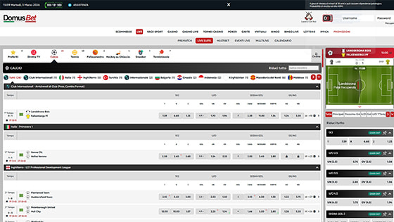 pagina scommesse live Domusbet