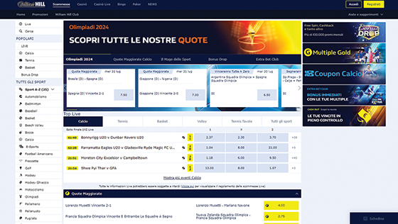 Le scommesse sportive su William Hill