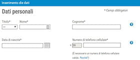 Il formulario di registrazione per aprire un conto Paysafecard