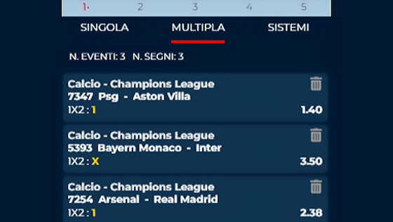 gioca multiple, singole o sistemi