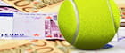 Delle banconote e una pallina da tennis a rappresentare la raccolta scommesse nel 2015 su questo sport