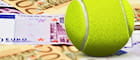 Delle banconote e una pallina da tennis a rappresentare la raccolta scommesse nel 2015 su questo sport