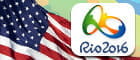 La bandiera americana e il logo di Rio 2016