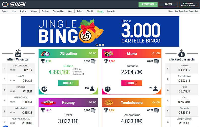 Bingo sala Atena di SNAI