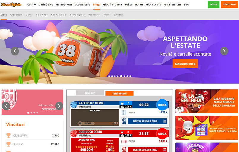 Bingo sala Zaffiro di Gioco Digitale
