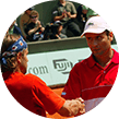 Fabrice Santoro e Arnaud Clement impegnati nel primo turno del Roland Garros 2014