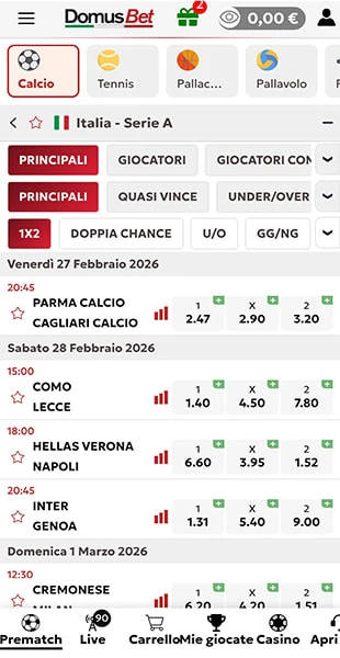 scelta del campionato da app