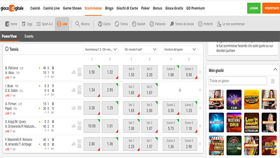 pagina scommesse live Gioco Digitale