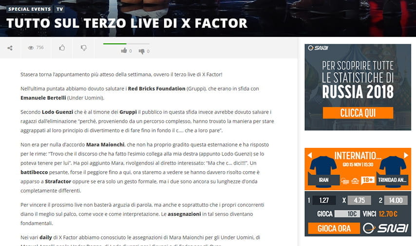 Il blog con le notizie su X Factor per le scommesse speciali con SNAI