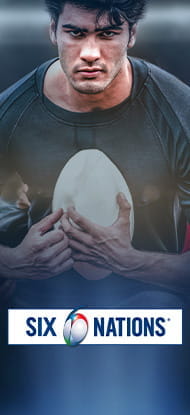Giocatore di rugby e logo del Sei Nazioni