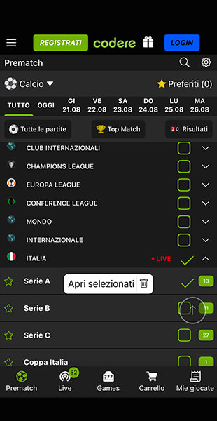 Selezione campionato