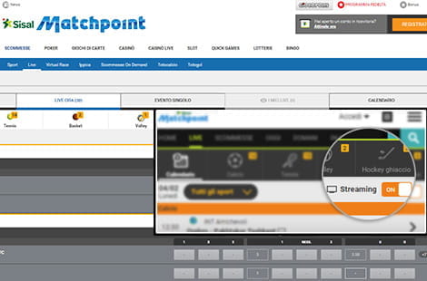 Il bottone per accedere allo streaming sulla piattaforma di Sisal