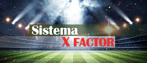 Calciatori in azione, la scritta Sistema X Factor e il logo di BetFlag