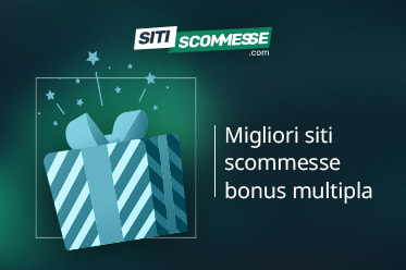 Il logo di sitiscommesse.com, la scritta Migliori siti con bonus multipla e l'immagine di un pacco regalo