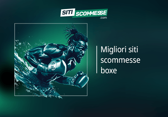 Il logo di sitiscommesse.com, la scritta Migliori siti scommesse boxe e un pugile