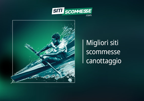 Il logo di sitiscommesse.com, la scritta Migliori siti scommesse canottaggio e un canottiere in azione