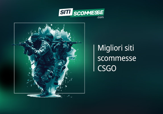Logo Siti Scommesse, scritta migliori siti scommesse CSGO e personaggi di CSGO