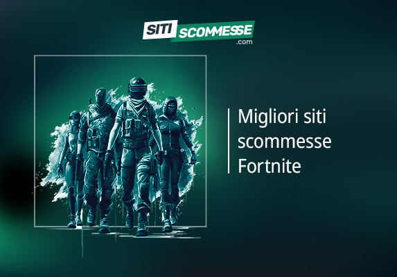 Logo Siti Scommesse, personaggi di Fortnite pronti all'azione e scritta Migliori siti scommesse Fortnite