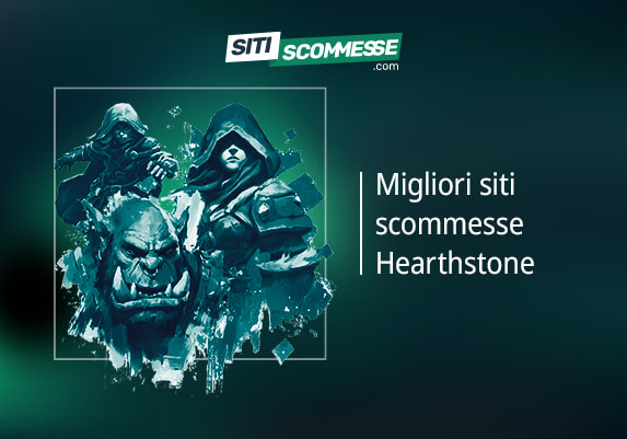 Personaggi di Hearthstone, logo Siti Scommesse e scritta Migliori siti scommesse Hearthstone