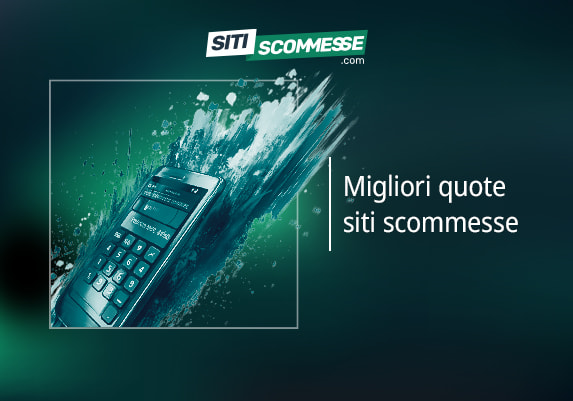 Il logo di sitiscommesse.com, la scritta Migliori quote siti scommesse e una calcolatrice