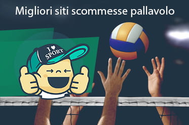 Migliori siti scommesse pallavolo, un pallone da volley e delle mani