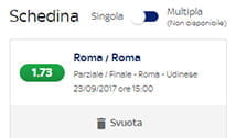 Screenshot della schedina di Sky Bet