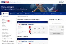 Un'immagine della pagina delle scommesse live di Sky Bet