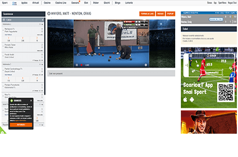 Una gara di bocce trasmessa in streaming sul sito di SNAI