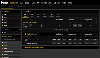 La home page di bwin, da cui accedere alla propria area personale per procedere al deposito
