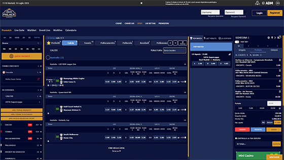 homepage scommesse di Spin Palace