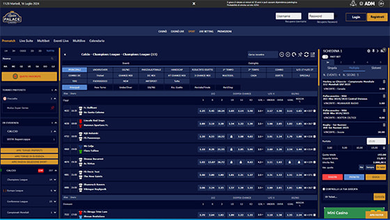 pagina calcio Spin Palace