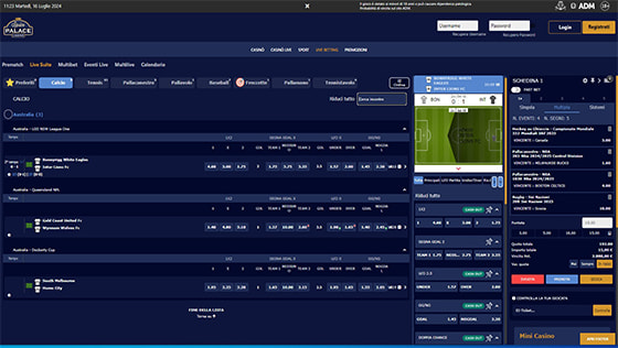 pagina scommesse live Spin Palace