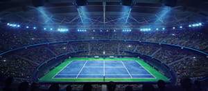 Palazzetto dello sport con campo da tennis