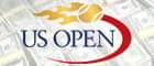 Il logo degli US Open circondato da dollari