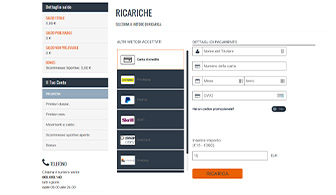 Il form per effettuare un deposito tramite carta di credito o debito Visa su un conto scommesse