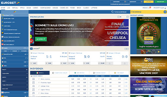 La home page di Eurobet, da cui accedere alla propria area personale per procedere al deposito